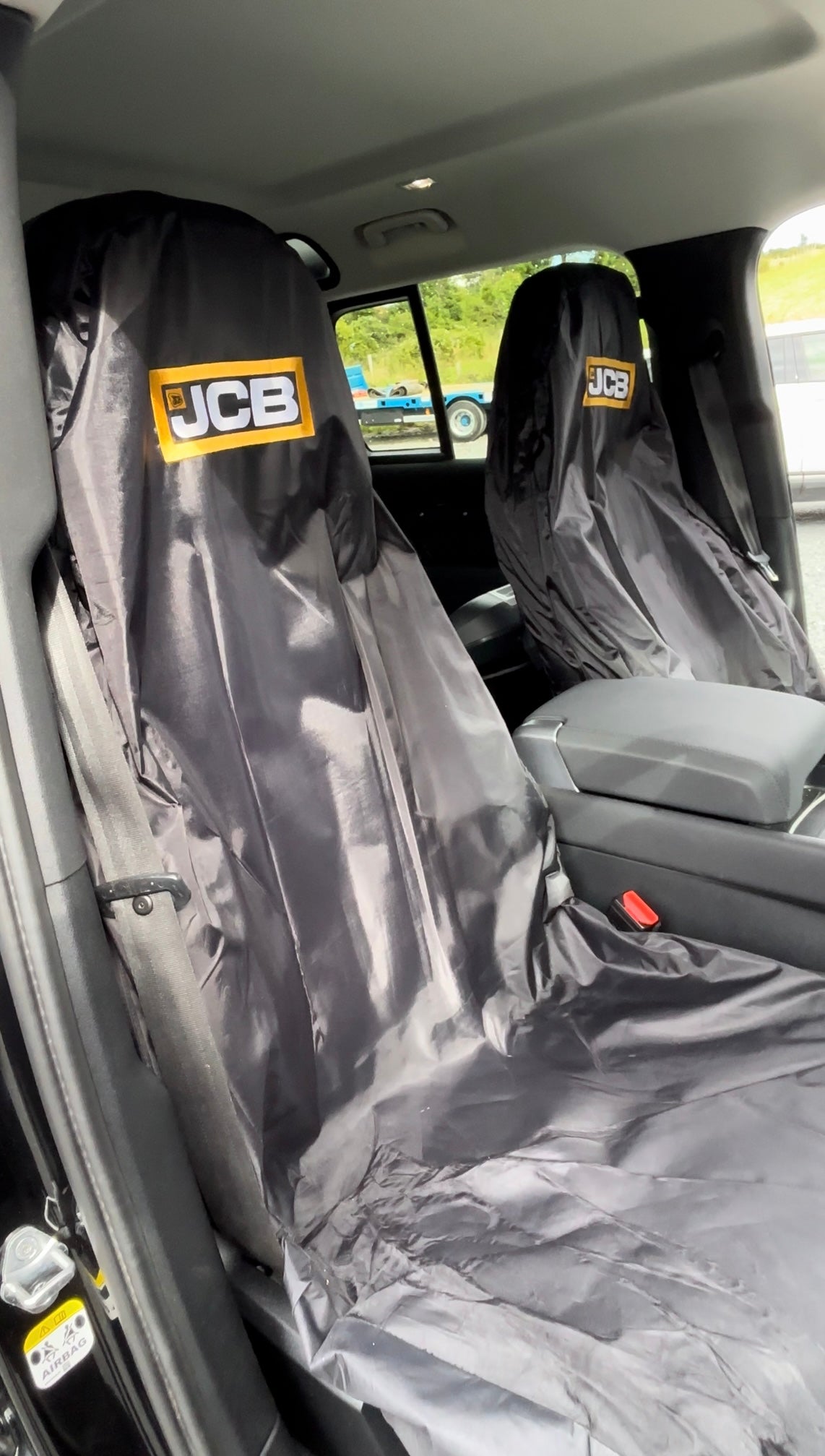 Heavy Duty Black JCB Waterproof Car Seat Covers (x2)