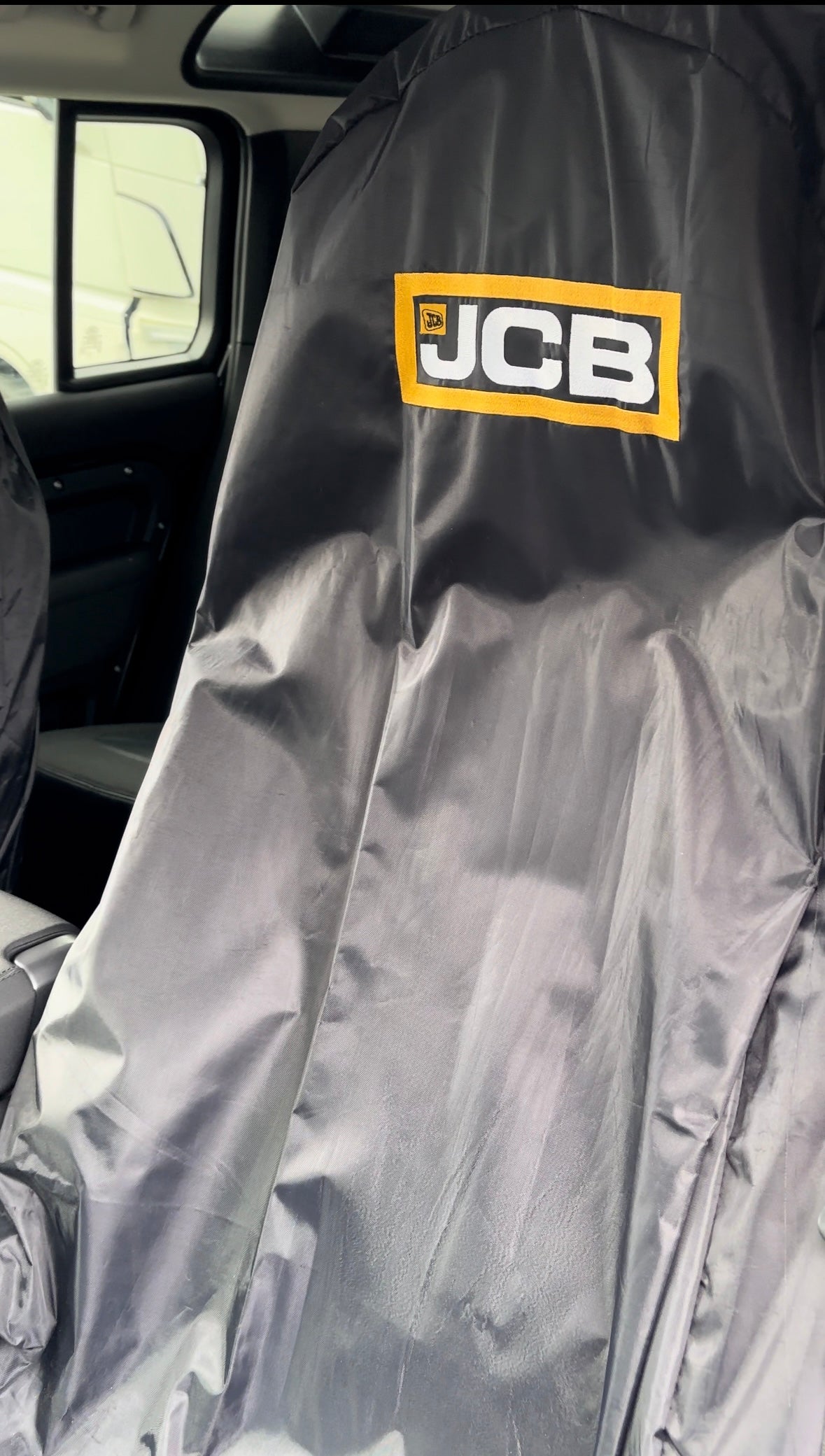 Heavy Duty Black JCB Waterproof Car Seat Covers (x2)